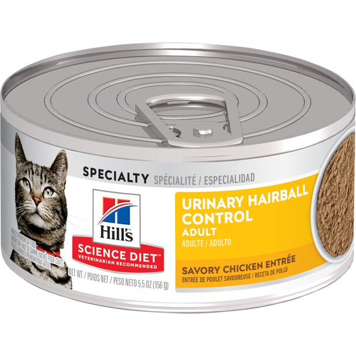 Hill's® Science Diet® Adult Urinary Hairball Control Savory Chicken Entrée Wet Cat Food (5.5 oz Single)
