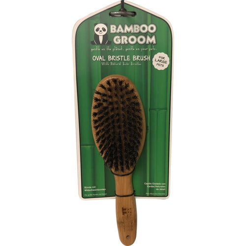 BAMBOO GROOM OVAL BOAR BRISTLE BRUSH (LG)