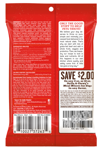 Stella & Chewy's Freeze Dried Raw Stella's Super Beef Meal Mixers (3.5 Oz)