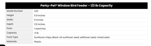 Perky-Pet® Window Bird Feeder (Large 1/2 lb Capacity)