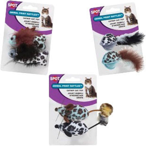 SPOT RATTLE W/CATNIP (2 PK / ANIMAL PRINT)