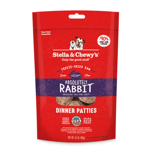 Stella & Chewy's Freeze-Dried Raw Dinner Patties For Dogs Absolutely Rabbit Recipe (5.5-oz)
