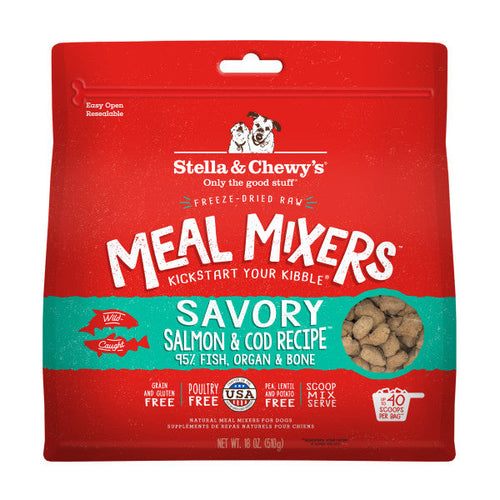 Stella & Chewy's Freeze-Dried Raw Meal Mixers Dog Food Topper - Savory Salmon & Cod Recipe (18-oz)