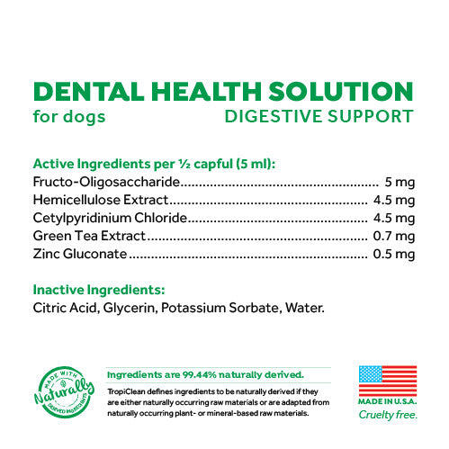 TropiClean Fresh Breath Dental Health Solution Plus Digestive Support for Dogs (16 oz)