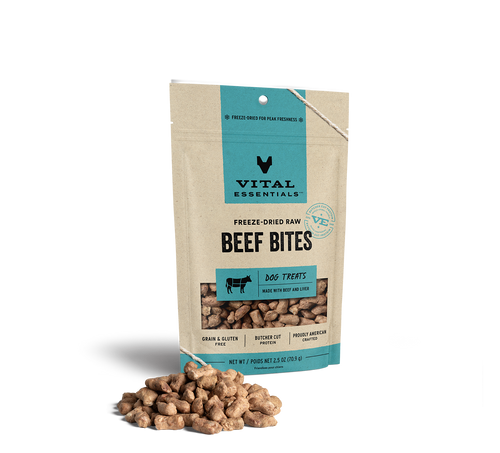 Vital Essentials Freeze Dried Raw Beef Bites Dog Treats (2.5 Oz)