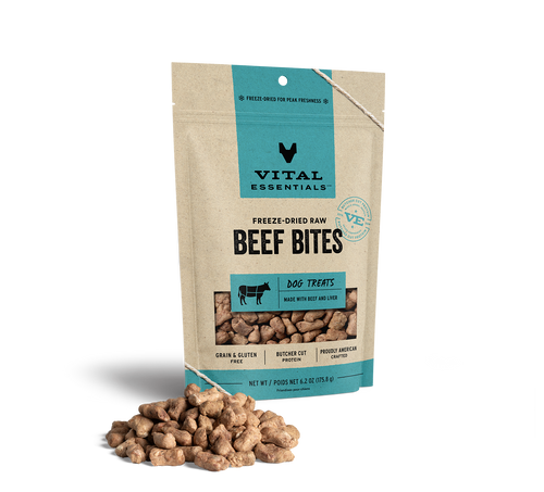 Vital Essentials Freeze Dried Raw Beef Bites Dog Treats (6.2 Oz)