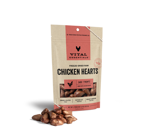 Vital Essentials Freeze Dried Raw Chicken Hearts Dog Treats (1.9 Oz)