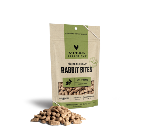 Vital Essentials Freeze Dried Raw Rabbit Bites Dog Treats (2 Oz)