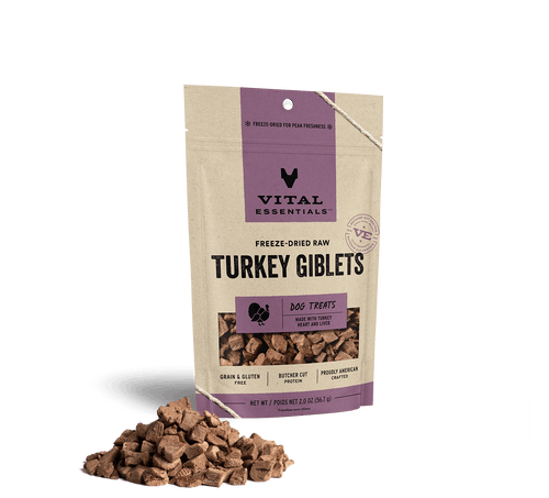 Vital Essentials Freeze Dried Raw Turkey Giblets Dog Treats (2 Oz)