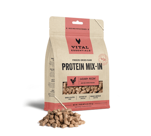 Vital Essentials Freeze Dried Raw Protein Mix-In Chicken Recipe Mini Nibs Topper for Dogs (6 Oz)
