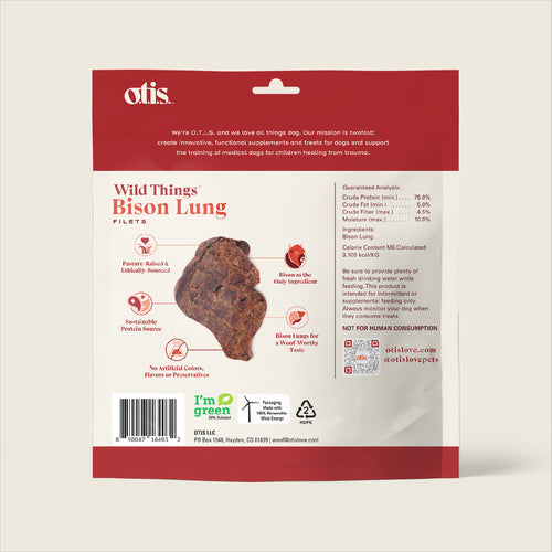 Otis WILD THINGS  Bison Lung  Filets Dog Treats (4 Oz)