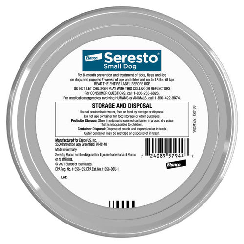 Seresto Flea and Tick Collar for Dogs (Small Dogs - Up to 18 lbs)