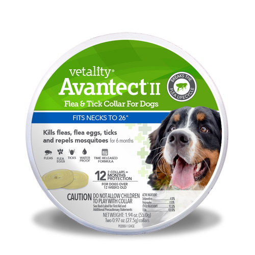 Vetality Avantect II Flea and Tick Collar for Dogs (For Necks Up to 26 - 2 ct)