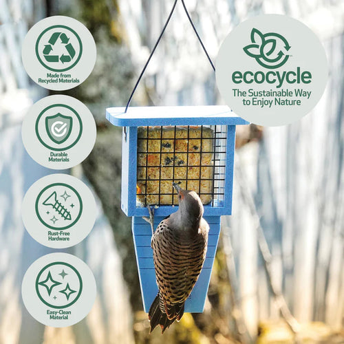 Nature's Way Suet Station Recycled Plastic Tail-prop Bird Feeder (Blue)