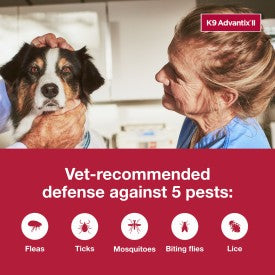 K9 Advantix II Flea, Tick & Mosquito Treatment & Prevention for Large Dogs (Dogs 21 - 55 lbs. | 1-Mo Supply)