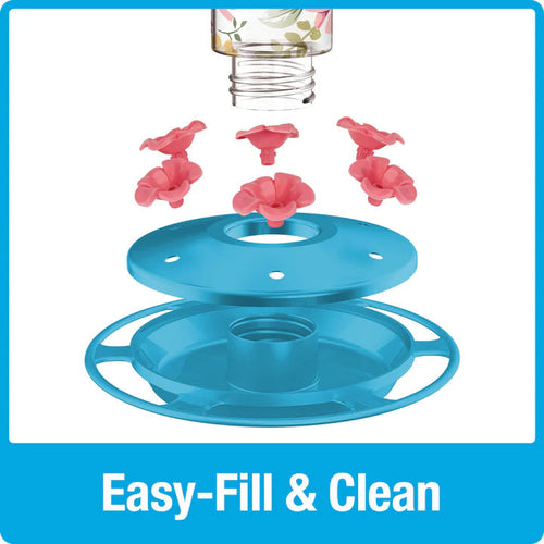 Nature's Way Bird Products Charming Peony Decorative Glass Hummingbird Feeder (20 oz)