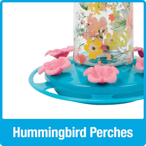 Nature's Way Bird Products Charming Peony Decorative Glass Hummingbird Feeder (20 oz)