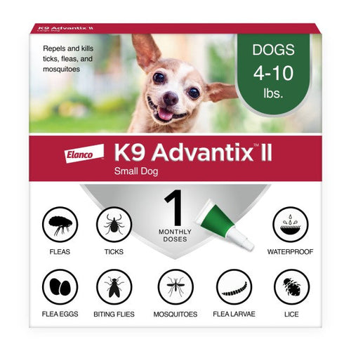 K9 Advantix II Small Dog Flea, Tick & Mosquito Treatment & Prevention (4-10 lbs. | 1-Mo Supply)