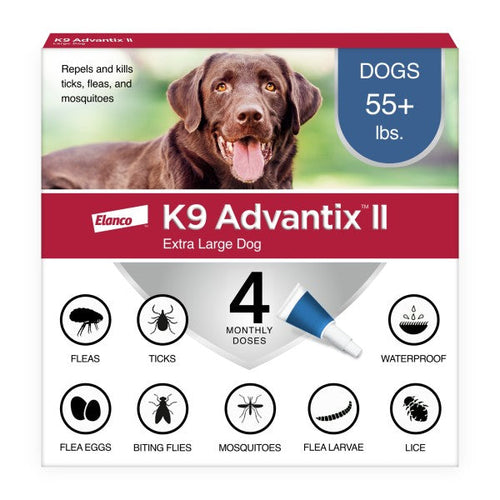 K9 Advantix II XL Dog Flea, Tick & Mosquito Treatment & Prevention (Dogs Over 55 lbs. | 4-Mo Supply)