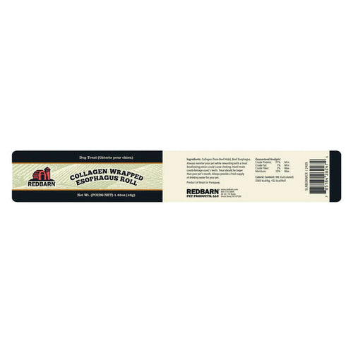 Redbarn New! Collagen Wrapped Esophagus Roll (Medium - Case of 25)