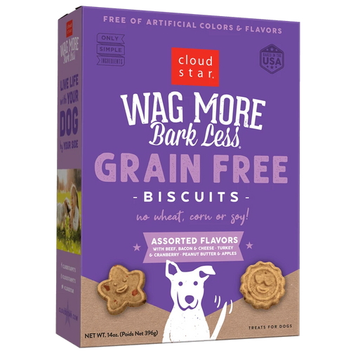 Cloud Star  Wag More Bark Less Crunchy Grain Free Dog Treats, Assorted Flavors (14 oz)