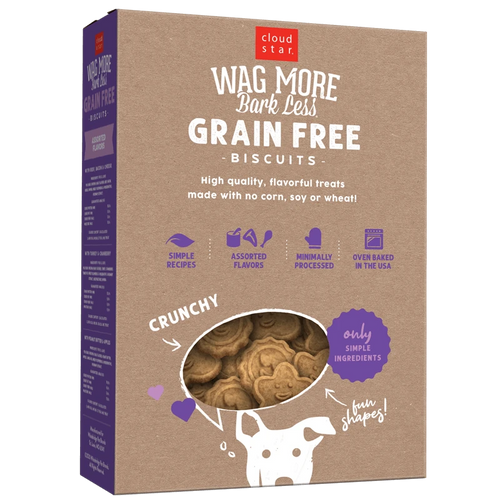 Cloud Star  Wag More Bark Less Crunchy Grain Free Dog Treats, Assorted Flavors (14 oz)