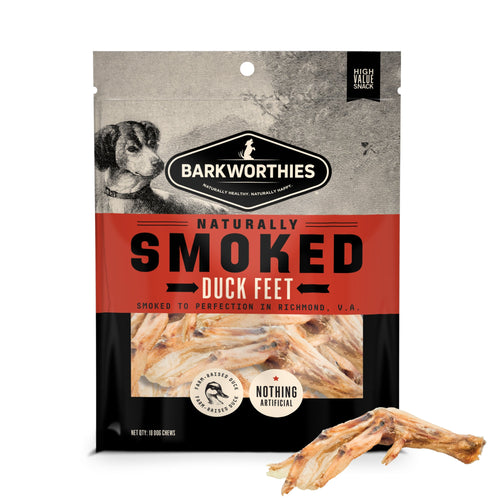 Barkworthies Naturally Smoked Duck Feet Dog Treats (10 Pack)