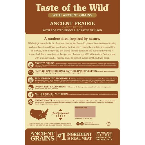 Taste of the Wild Ancient Prairie Canine Recipe with Roasted Bison & Roasted Venison (5-lb)