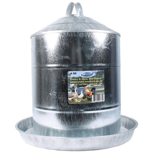 FARM-TUFF DOUBLE WALL CONE TOP GALVANIZED POULTRY FOUNTAIN (5 GALLON / GALV STEEL)