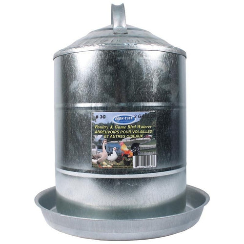 FARM-TUFF DOUBLE WALL CONE TOP GALVANIZED POULTRY WALL FOUNT (3 GALLON / GALV STEEL)