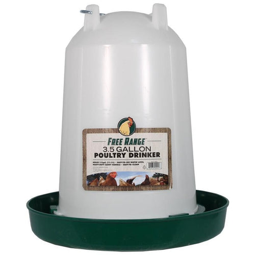 FREE RANGE PLASTIC POULTRY WATERER (3.5 GALLON / GREEN/WHITE)