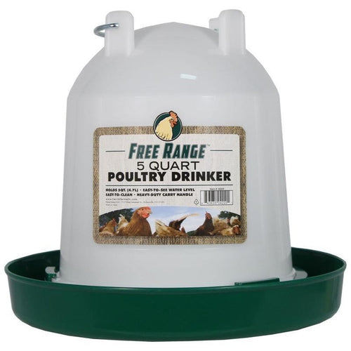 FREE RANGE PLASTIC POULTRY WATERER (5 QUART / GREEN/WHITE)